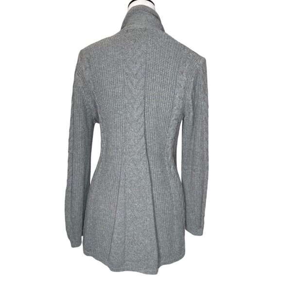 Adrienne Vittadini Grey Cable/Fisherman Knit Open Front Cardigan Cotton Cozy XL - Picture 4 of 7